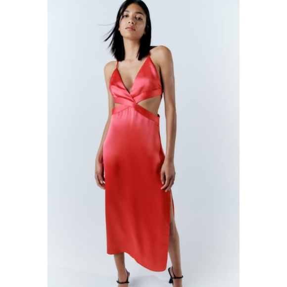 Zara Satin effect Cut out dress - Picture 11 of 16